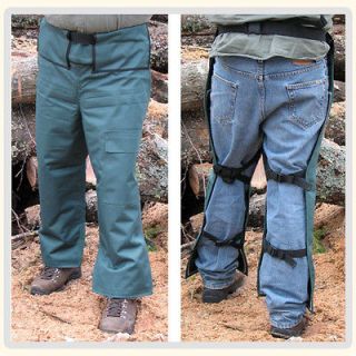  Safety Chaps,Apron Style,32 Length,Color Green,w/Free Safety Helmet