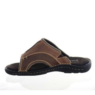 rockport mens slide sandals hempstead brown leather one day shipping