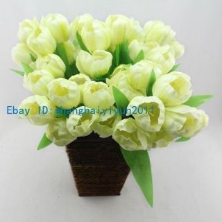   Artificial Tulip Buds Silk Flowers (Light Yellow) Home Decoration F42