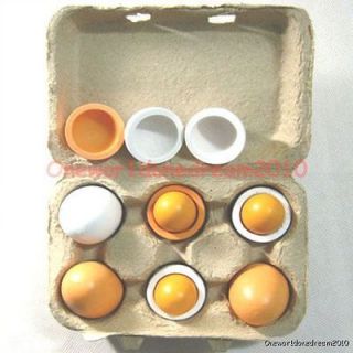   Wooden Pretend Eggs with Yolk Kitchen Food Kid Children Play Toy UG1