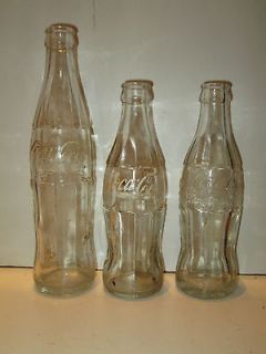 Lot 3 Vintage Coca Cola Bottle Bottles Coke Coka Embossed Dominion 