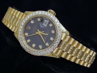 ladies 18k gold rolex datejust president diamond watch genuine rolex