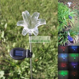solar lily flower garden stake color changing light