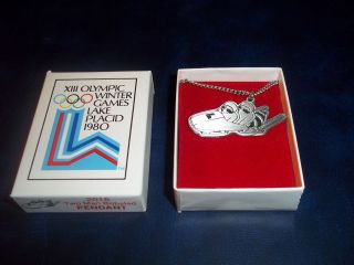 1980 Lake Placid Winter Olympics Roni Raccoon Two Man Bobsled Pewter 