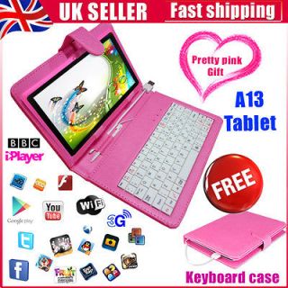 PINK 7 Android 4.0 A13 Tablet PC Capacitive Touch ★ PINK KEYBOARD 