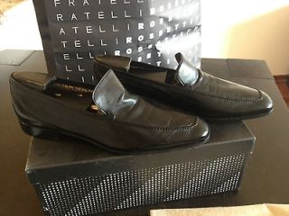 Fratelli Rossetti Black leather Men Estate 8.5 UK 9.5 D US made in 