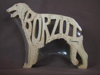 borzoi dog wooden amish made scroll saw toy puzzle new