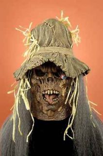rotted scary scarecrow latex mask with straw and hair