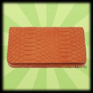   Samsung Galaxy Note Leather Wallet Case Orange SGH i717 Cover Pouch
