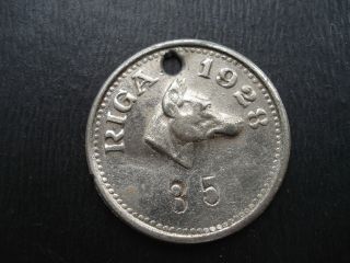 1928 latvia doberman pincher dog tag token riga from estonia