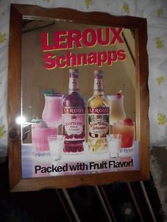 awesome vintage seagram leroux schnapps large mirror sign time left