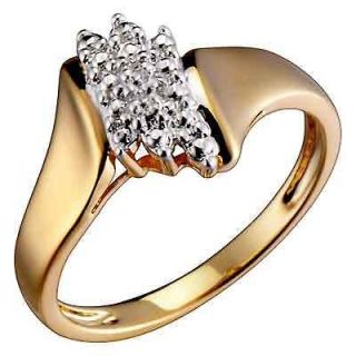 14k Gold Plated Diamond Accent Cluster Wedding Engagement Bridal Ring