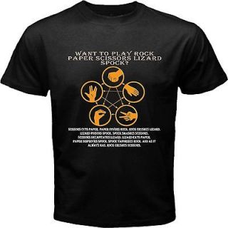   Theory T Shirt Rock Paper Scissors Lizard Spock Black T shirt S 3XL
