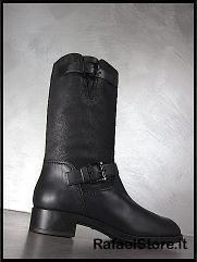 TODS Womens Shoes Boot Nuovo Progetto Gomma Biker Leather Black 
