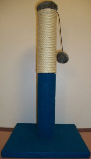   Blue W Gray Colored Top Cat Sisal Scratching Post With Rope & Ball