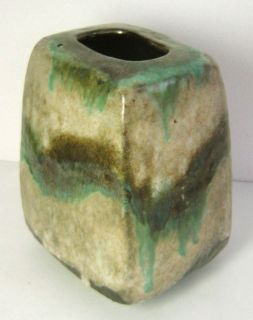  Large 10in Art Pottery Ceramic Vase Stone Ware Blue Green Brown Glaze