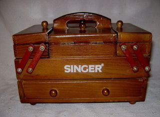   SINGER Wooden Accordion Style Small Folding Sewing Box Miniature