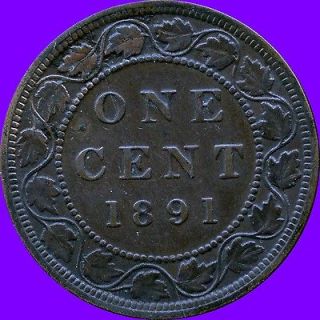1891 Canada Large Cent Coin (Large Date / Large Leaves) ( NO TAX  )
