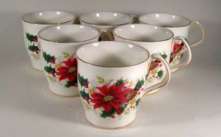 royal albert christmas poinsettia coffee tea mug set of six