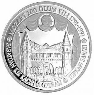 Turkey 1991 Mozart Opera House 50000 Lira Silver Coin,Proof