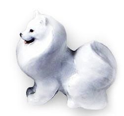Lomonosov Porcelain Figurine Spitz Dog Pomeranean White Dog Puppy 