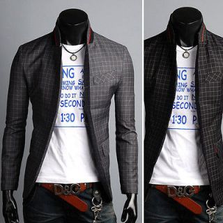 KOREAN Mens Slim Fit Premium Check Pattern Jacket One Button Blazer 