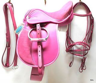    Pink Leather and Suede English 6 Piece Saddle Set Horse Tack Equine