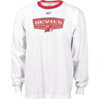   Devils Mens Reebok Bloc Party Long Sleeve Ringer T Shirt   Large