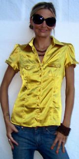   Down Blouse Gold Color Cap Sleeves Size S Ambiance Apparel Cute