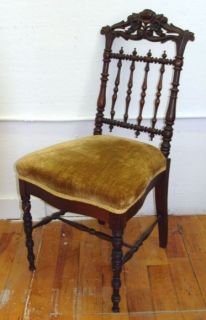 antique victorian carved walnut parlor chair  200
