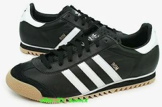 ADIDAS ROM Trainers Black White Leather Gum kick country UK7.5