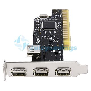 USB 3.0 PCI Express 3+1 Port Card with 4 Pin Molex Power + Low Profile 