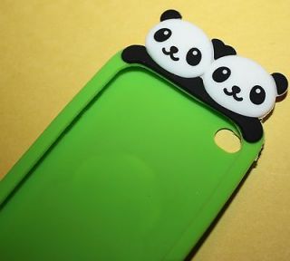 iPOD TOUCH 4G 4th GEN LIME GREEN PANDA SOFT SILICONE RUBBER SKIN CASE 