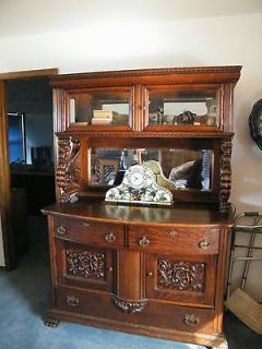 Qtr. Oak Sideboard w/Full Griffins,,,China Cabinet, bevel mirrors 