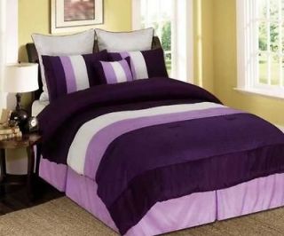 Newly listed QUEEN SIZE PURPLE CREAM LILAC FAUX SILK COMFORTER SET