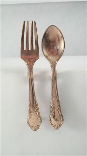 Wonderful copper tone metal fork and spoon scatter pins/brooches