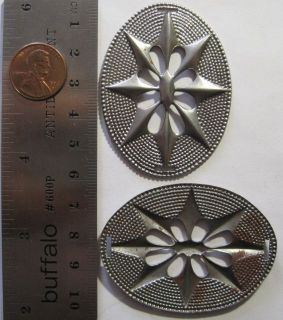 VINTAGE RAW STEEL   60mm x 45mm   8 Point Star Oval Stamping 2 End 