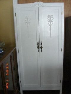 Shabby vintage chic closet armoire cabinet or wardrobe linen press 