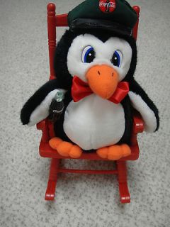   Cola (Coke) Plush Penguin w/ Coke Bottle Sitting in a Rocking Chair