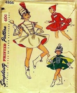 1954 vintage pattern girls SKATING MAJORETTE COSTUME 10yrs