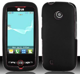 Black Straight Talk LG 505C Slider Phone Cover Hard Case Rubberized 