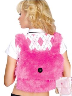 School Girl Costume Pink Fur Back Pack Boarding School Girl Backpack 