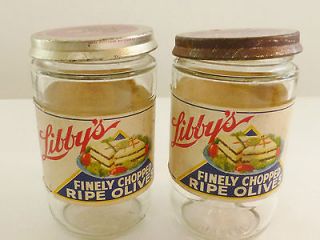   Vintage 1945 Libbys Olive Jars Duraglas Mini Owens Illinois Glass Co