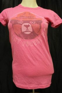 Junk Food Juniors Small Smokey The Bear Prevent Forest Fires Pink SS T 