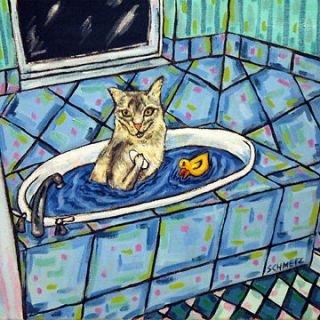 somali cat taking a bath animal art tile coaster git  12 49 