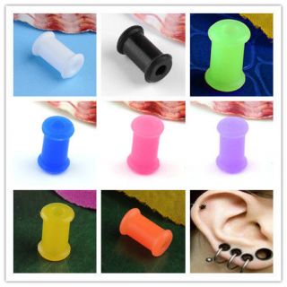 Pair (2) Flexible Silicone Double Flare Ear Tunnel Plugs Expander 