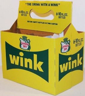 Old soda pop bottle carton CANADA DRY WINK unused new old stock n mint 