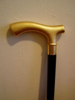 NEW Wood Walking Stick Cane Yellow Gold Handle Top NR 