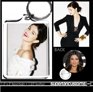 Selena Gomez KEYCHAIN + BUTTON or MAGNET pin badge justin bieber key 