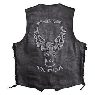   LIVE TO RIDE LEATHER VEST,FROM THE HOUSE MILWAUKEE MOSSI 20 108L NEW